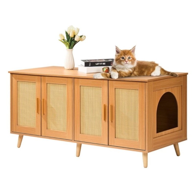 VEVOR Cat Litter Box Enclosure Wooden Litter Box Furniture Hidden for 2 Cats V952-JSDMMSPWQ472W1G51V0