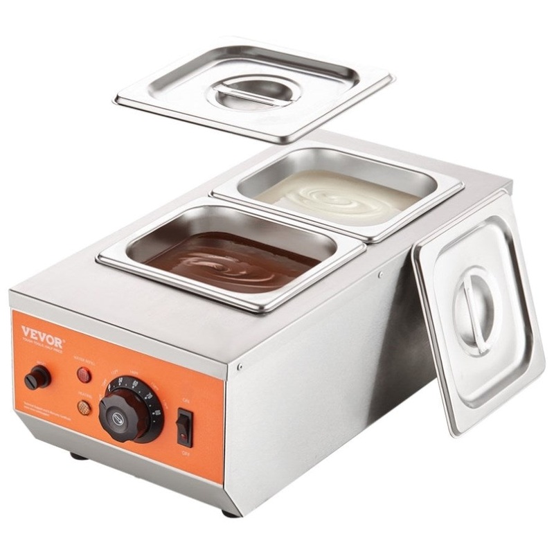 VEVOR Chocolate Tempering Machine, 2 Tanks Chocolate Melting Pot with TEMP Control, 800W Stainless V952-QKLR9800W3042CKX1V3