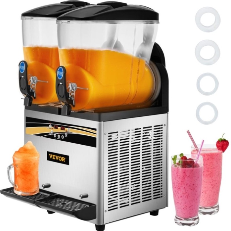 VEVOR Commercial Slush Machine Margarita Slush Maker 2x15L Frozen Drink Machine V952-SY15L800W220VNTYYV3