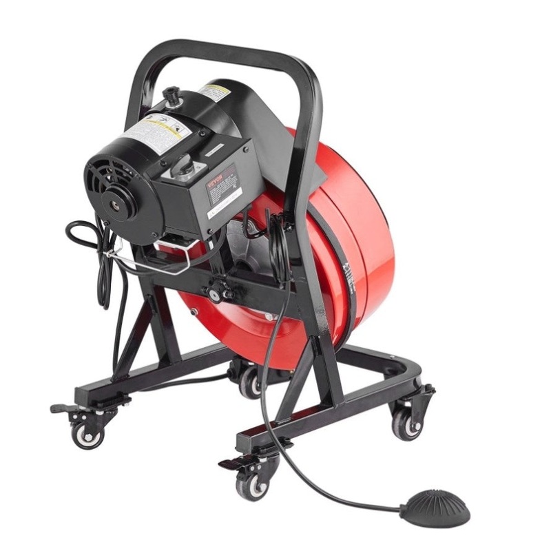VEVOR Drain Cleaner Machine 50FT x 1/2 Inch Manual Feed Snake Auger with Wheels V952-SDJJKLSGDSTJWGUIYV3