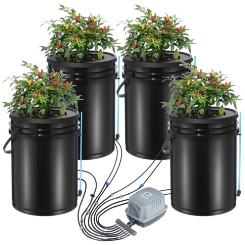 VEVOR DWC Hydroponics Grow System Deep Water Culture with Top Drip 4 Buckets V952-SSSPXT4T8INKT37WZV3