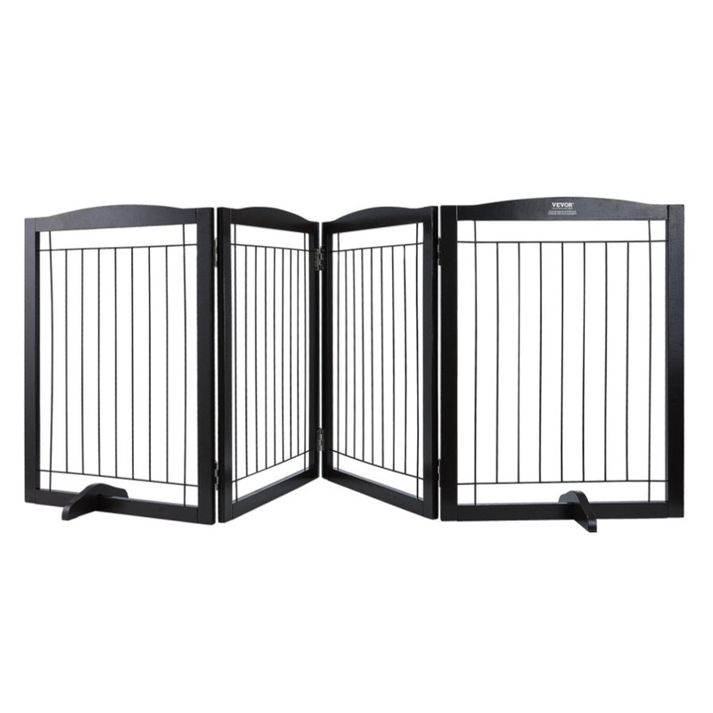 VEVOR Free Standing Dog Gate 32×96.5 inch Freestanding Pet Gate Foldable Brown V952-KZDMZCWMZSSMB53FTV0