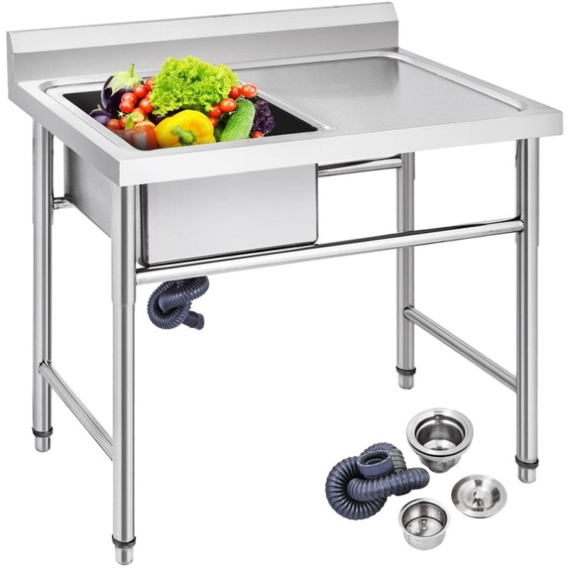 VEVOR Handmade Sink Non-magnetic Stainless Steel Kitchen Sink Hand Made 1 Compartment 40.6 x 39.4 x V952-DCBXGSCDYPT000001V0
