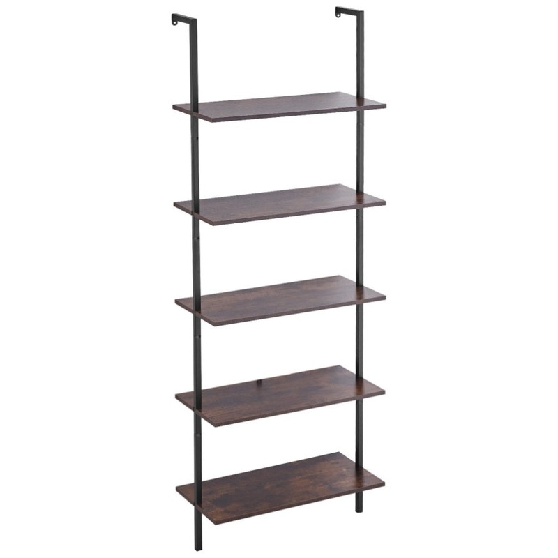 VEVOR Industrial Square Pipe Shelf 5 Tier 64x30x182.5cm Wall-Mount for Bedroom V952-JSGZWJFGHMBHOYOVAV0