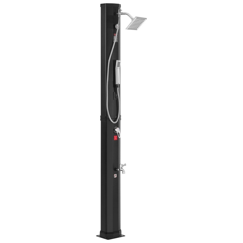 VEVOR Outdoor Solar Heated Shower, 40L Poolside Shower Kit with 2 Shower Head and Foot Shower Tap, V952-TYNLYQHSPVCLRGYW5V0