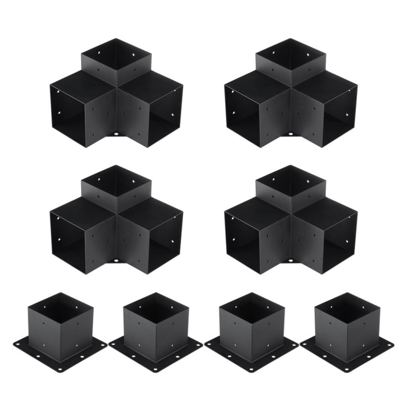 VEVOR Pergola Bracket Kit 152.4 x 152.4 mm, 8pcs 3-Way Heavy Duty Corner Bracket Woodworks DIY Post V952-LPJJTZST8PCS31NS1V0