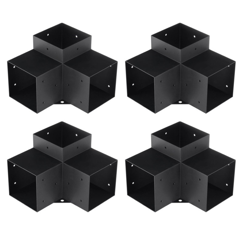 VEVOR Pergola Bracket Kit 152x152mm, 4pcs 3-Way Heavy Duty Corner Bracket Woodworks DIY Post Base V952-LPJJST4PCS6XOAPMSV0