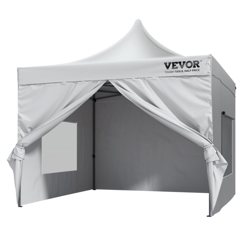 VEVOR Pop Up Canopy Tent Outdoor Gazebo Tent 10x10FT with Sidewalls & Bag White V952-DCSYPBS1010FTGMH8V0