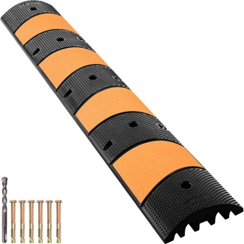 VEVOR Rubber Speed Bump, 1 Pack 2 Channel Speed Bump Hump, 72.8 Long Modular Speed Bump Rated V952-YCZDLCG721PCSMUYHV0