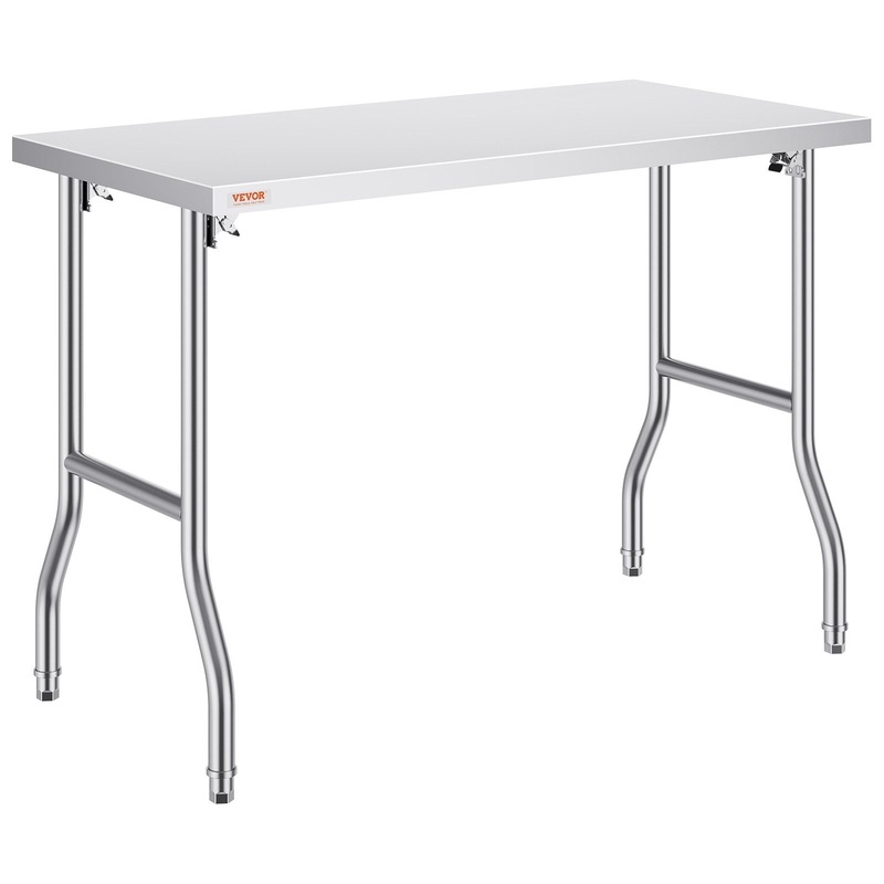 VEVOR Stainless Steel Kitchen Bench Folding Commercial Prep Table 1220×610 mm V952-CFGZT24X48YC00001V0