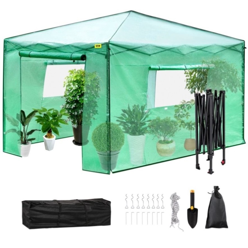 VEVOR 12’x 8’x 8′ Pop-Up Greenhouse, Set Up in Minutes, Portable Greenhouse with Doors & Windows. V952-ZDBXSHYW-128814R5V0