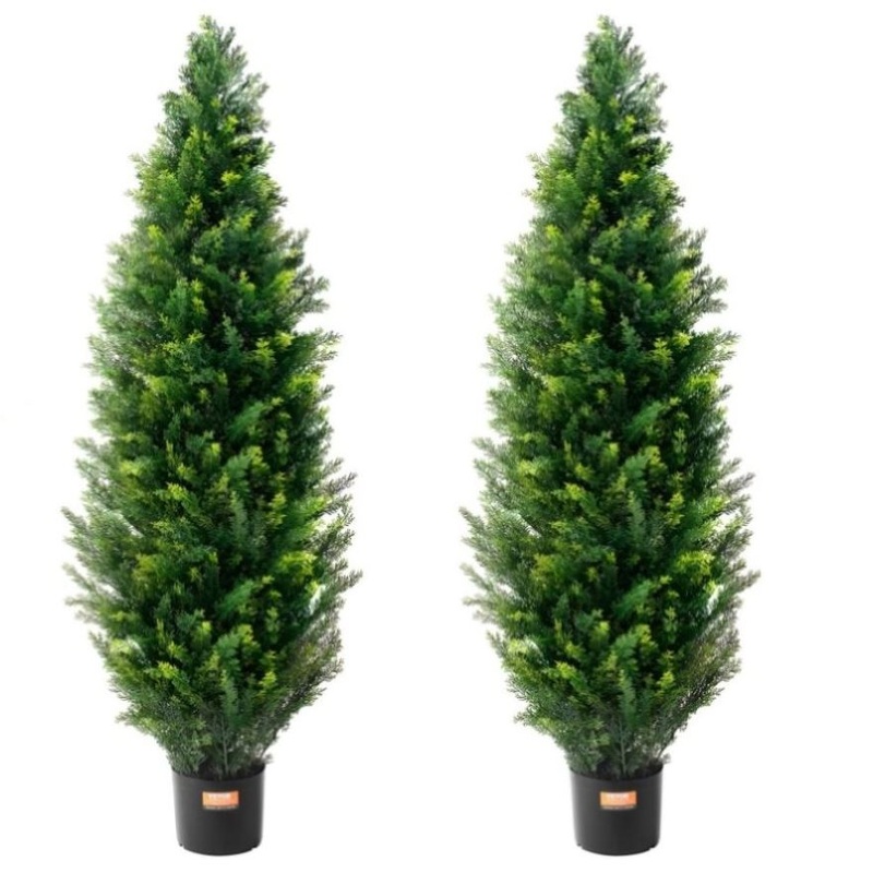 VEVOR 2 Pack 4′ Artificial Cedar Topiary Tree Faux Plant UV Decor In/Outdoor V952-XSRGXJS48YCA5XA8BV0