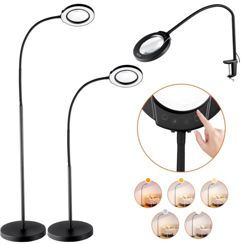 VEVOR 5X Floor Magnifying Glass with Light and Stand Flexible Gooseneck LED V952-YGFDD12WYDZW2Z6FFV9