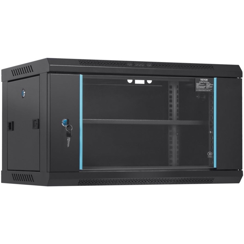 VEVOR 6U Wall Mount Network Server Cabinet, 15.5” Deep, Server Rack Cabinet Enclosure, 200 lbs Max. V952-WLJJGHBL6U1556GI7V0