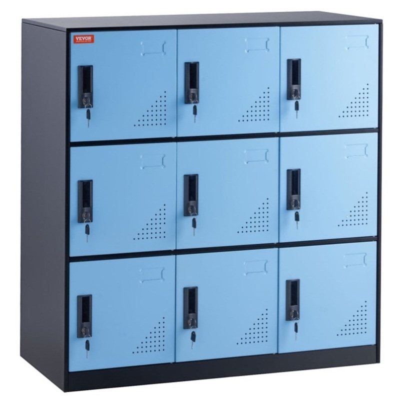 VEVOR 9 Doors Metal Storage Cabinet Employees Steel Storage Cabinet Office Black V952-JCJHSLMY331807L53V0