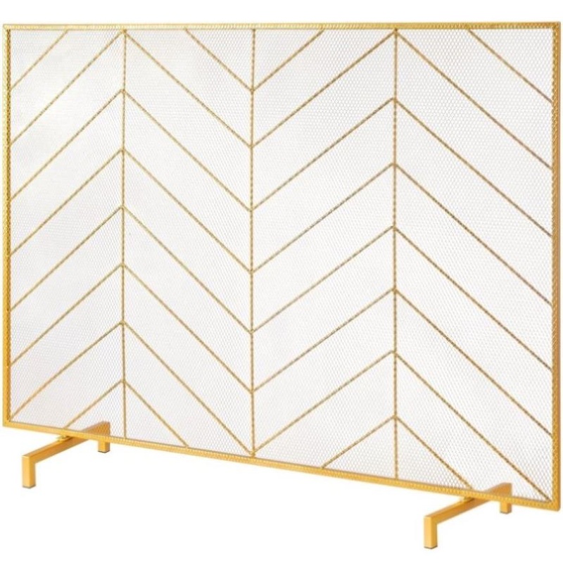 VEVOR 980x758MM Fireplace Screen 1-Panel Iron Mesh Spark Guard Modern Gold V952-BLMJSJY3545IAWNY0V0