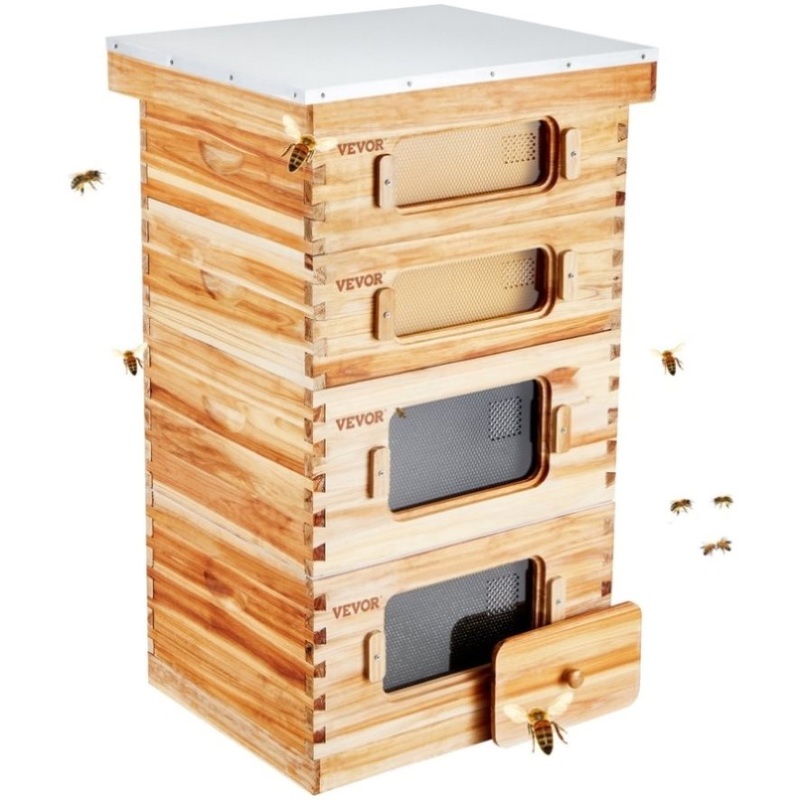 VEVOR Bee Hive 40 Frame Bee Hives Starter Kit, Beeswax Coated Cedar Wood, 2 Deep + 2 Medium Bee V952-CTFXSMSHX2ZH12ZO0V0
