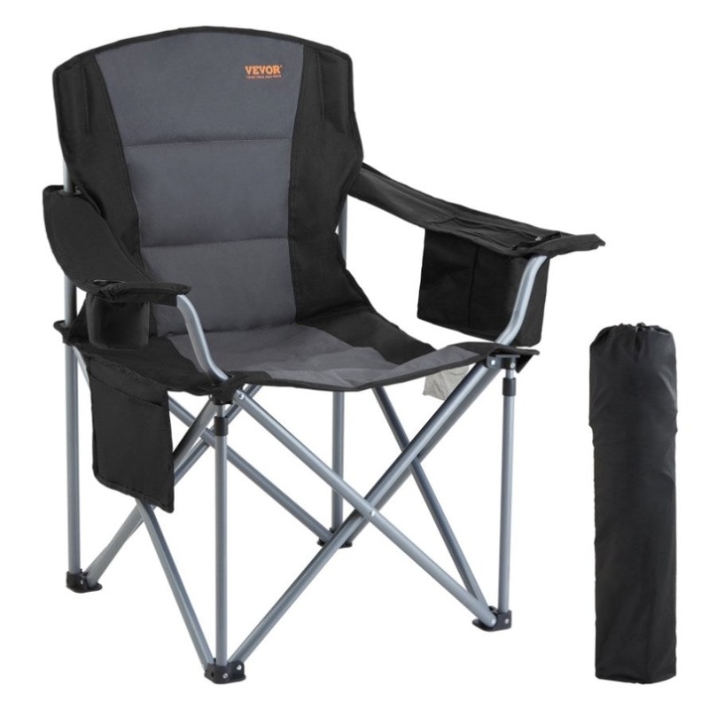 VEVOR Camping Folding Chair for Adults, Portable Heavy Duty Outdoor Quad Lumbar Back Padded Arm V952-HWZDYCY450LBSFODNV0