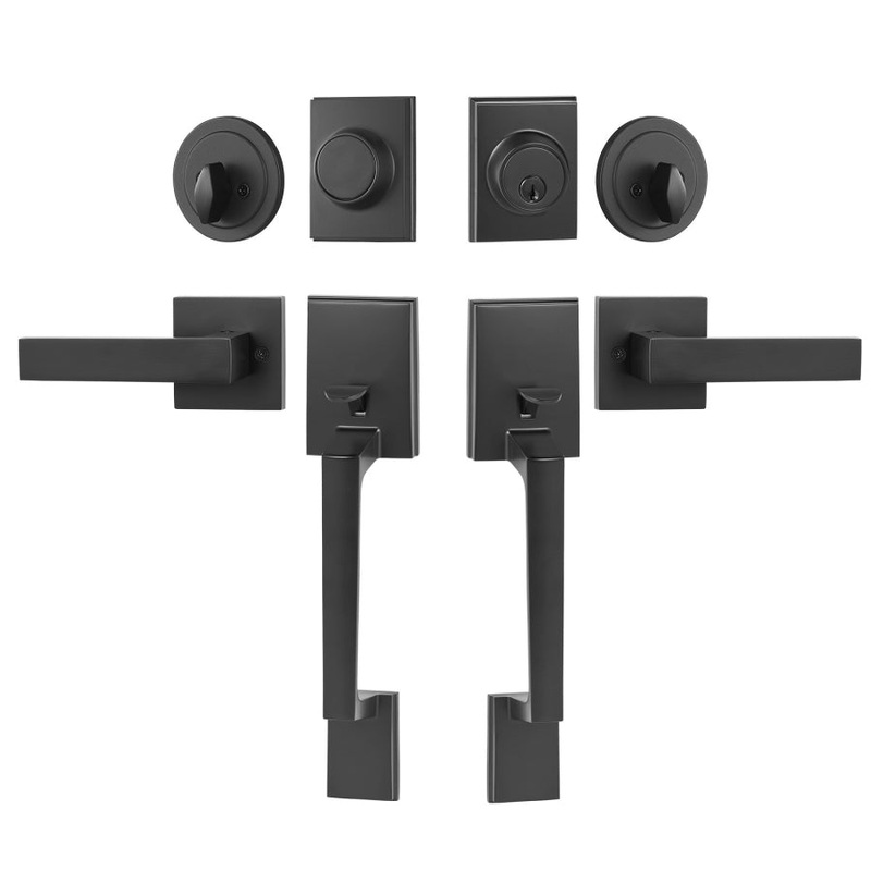 VEVOR Double Door Handle Set, Matte Black Square Door Lever, Heavy Duty Double Front Door Handle Set V952-SMSBYGHDSFXLKVAWEV0