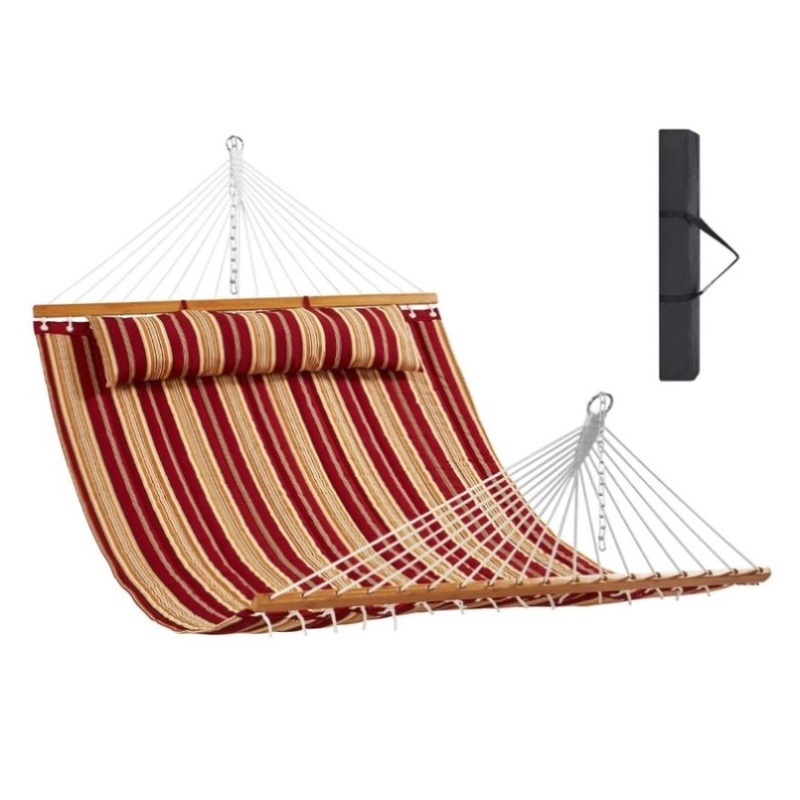 VEVOR Double Fabric Hammock, 12 FT Double Hammock with Hardwood Spreader Bars, 2 Person V952-HFDCBDZJYZXT62NZ4V0