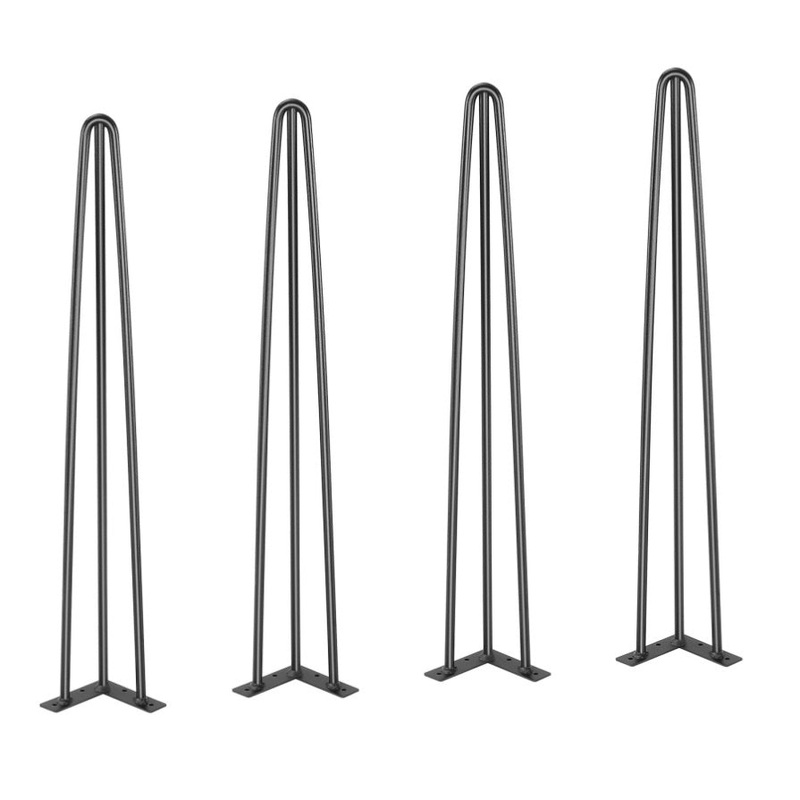 VEVOR Hairpin Table Legs 0.7M, Set of 4 Desk Legs 408.2KG Load Capacity, Hairpin Desk Legs 3 Rods V952-TZ3YGZTHSTGS942SZV0