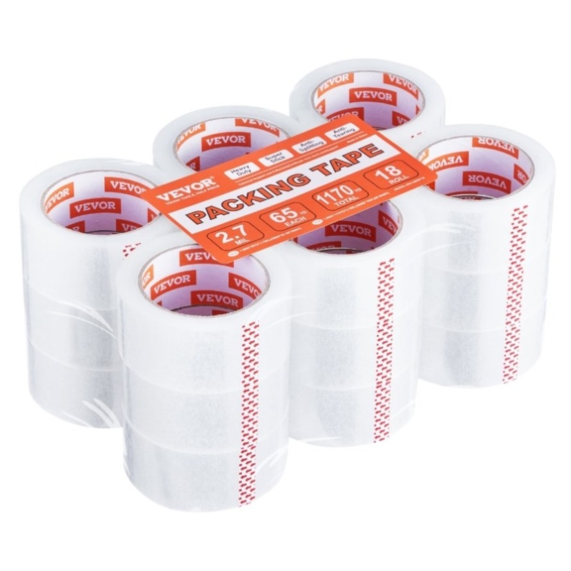 VEVOR Packing Tape 18 Rolls 65 Yards Heavy Duty Clear Packing Tapes 2.7 Mil V952-3YCXFXJDTM18YGD8MV0