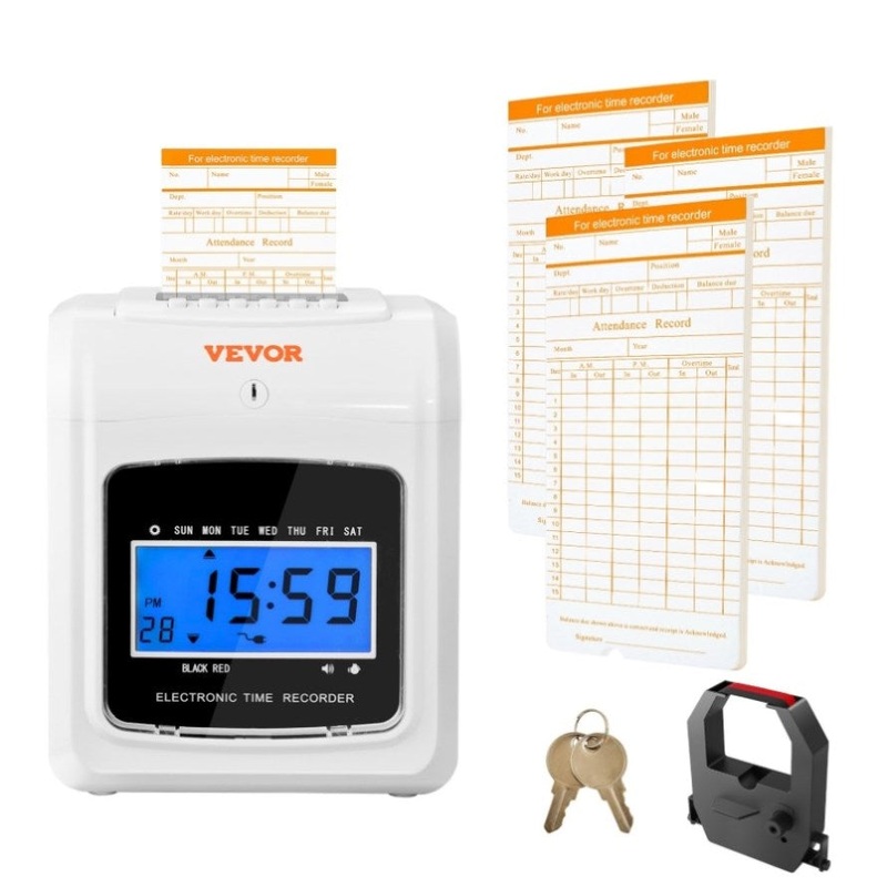 VEVOR Punch Clock, Tracker Machine for Employees of Small Business, 6 Punches per Day, V952-ZKSDKZTZYJK3YNZNYV3