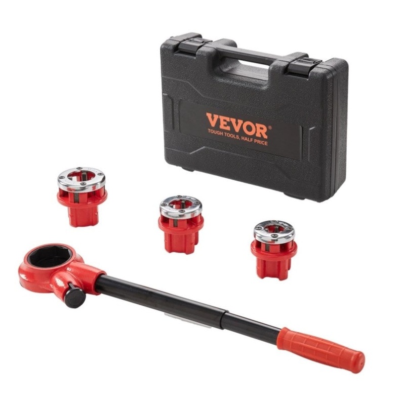 VEVOR Ratchet Pipe Threader Kit, 1/2 NPT, 3/4 NPT, 1 NPT Manual Ratcheting Pipe Threader, V952-SDGLWQJ312341FZW2V0