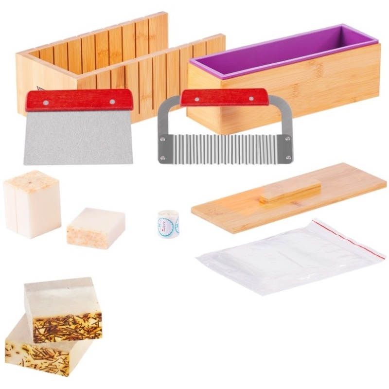 VEVOR Soap Making Kit, Bamboo Cutting Box and Inner Box with Silicone Mold, Stainless Steel Straight V952-FZQDSQGMJQGD1UP7YV0