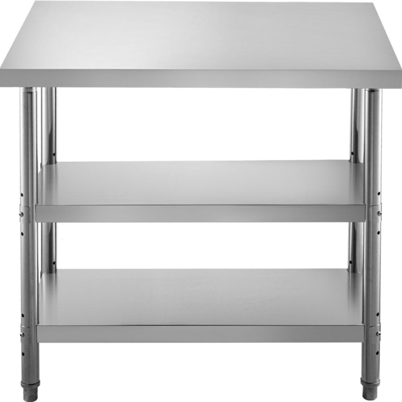 VEVOR Stainless Steel Prep Table, 1520x450x855 mm Commercial Stainless Steel Table, 2 Adjustable V952-BXGSCDJ6014INTM79V0