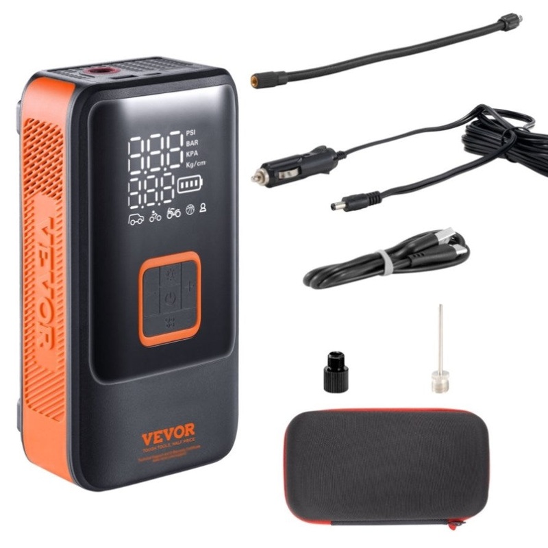VEVOR Tire Inflator Portable Air Compressor, Dual-Cylinder & 12000mAh Rechargeable Air Pump, 30s V952-CDSLTCQJ3400VJOS6V9