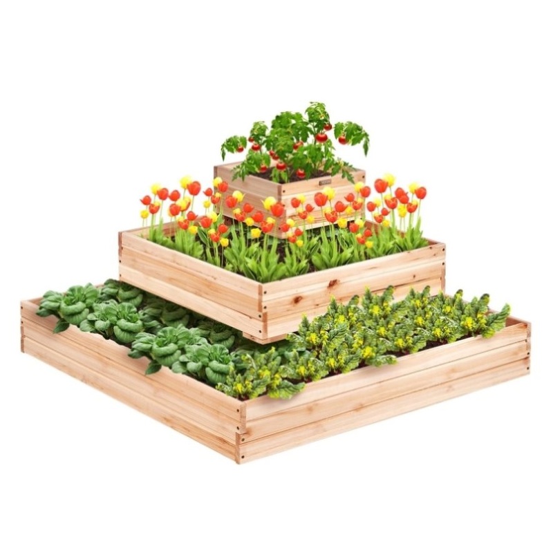 VEVOR Wooden Raised Garden Bed Planter Box 113 x 113 x 51 cm Flower Vegetable Herb V952-LD11311351CM1PKZAV0