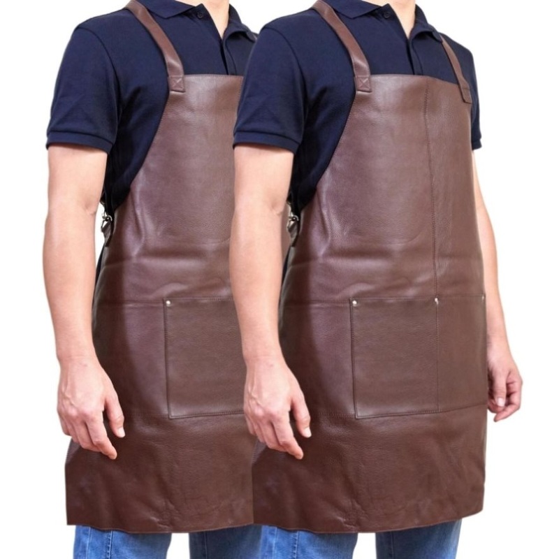 2x Pierre Cardin Professional Leather Apron Butcher Woodwork Barber Chef – Brown V563-PC3432-BROWN_2X