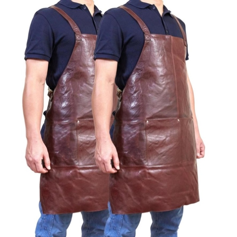 2x Pierre Cardin Professional Leather Apron Butcher Woodwork Barber – Chestnut V563-PC3433-CHESTNUT_2X