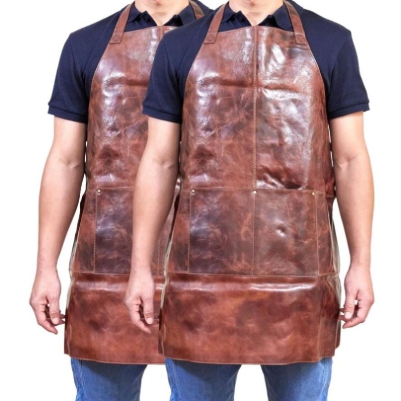 2x Pierre Cardin Professional Leather Apron Butcher Woodwork Barber – Cognac V563-PC3433-COGNAC_2X