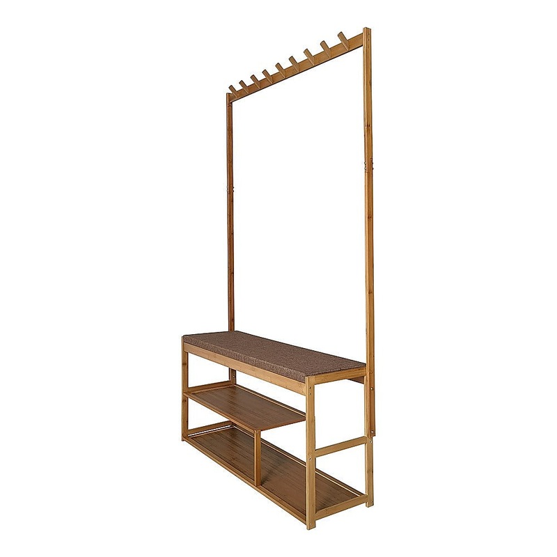 97x168cm Hallway Bench Coat Rack Stand Multifunctional Hall Shelf Entryway V63-840711