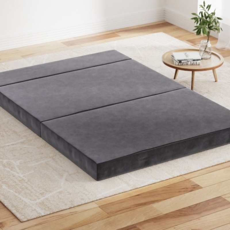Giselle Bedding Foldable Mattress Folding Foam Bed Mat Double Grey FOAM-MFM-CU01-DOU-VEL-GY