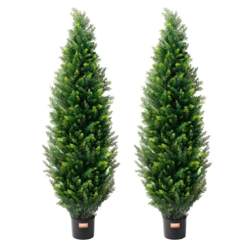 VEVOR 2 Pack 5′ Artificial Cedar Topiary Tree Faux Plant UV Decor In/Outdoor V952-XSRGXJS60YCAVOMHCV0