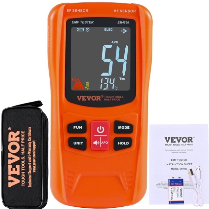 VEVOR 3-in-1 EMF Meter, 5Hz-6GHz, Handheld Rechargeable Electromagnetic Field Radiation Detector, V952-DGNEMFJSHYYJH5E2WV9