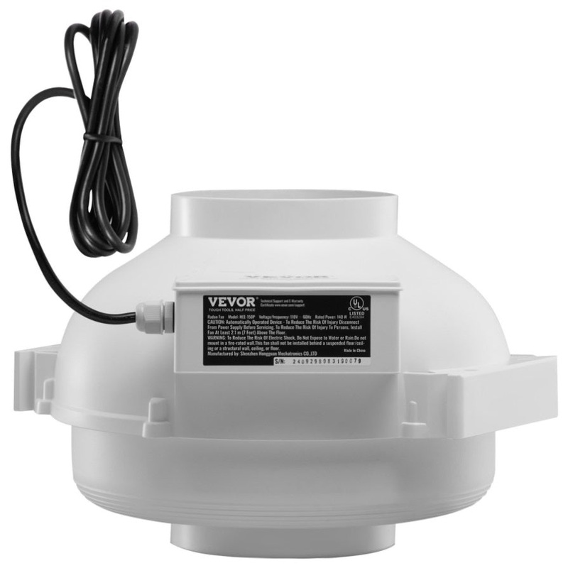 VEVOR 4 to 4.5 Radon Mitigation Fan System Quiet 380CFM Inline Duct Waterproof V952-DFSDJ6INCH3813O5AV3