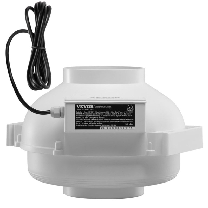 VEVOR 6 to 4.5 Radon Mitigation Fan System Kit Quiet 380 CFM Inline Duct Fan V952-DFSTJ6INCH38V4LNDV3
