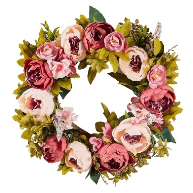 VEVOR Artificial Decorative Wreath 48.26 cm Pink Peonies Hydrangeas Year Round V952-ZSHHMDHFHL19ICBRDV0