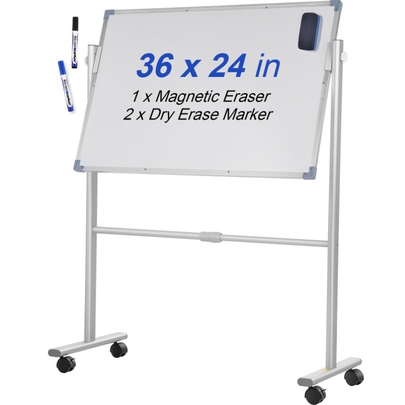 VEVOR Mobile Dry Erase Board Magnetic Whiteboard w/ Stand 60 x 90cm Double Sided V952-YDSMBBB3624INEY10V0