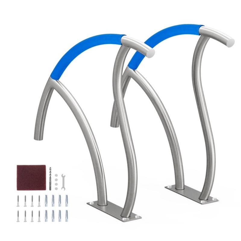 VEVOR Pool Handrail 2 PCS 30x30in Stainless Steel with Base Plate for Spas V952-BXGYCFSDDB30FQ827V0