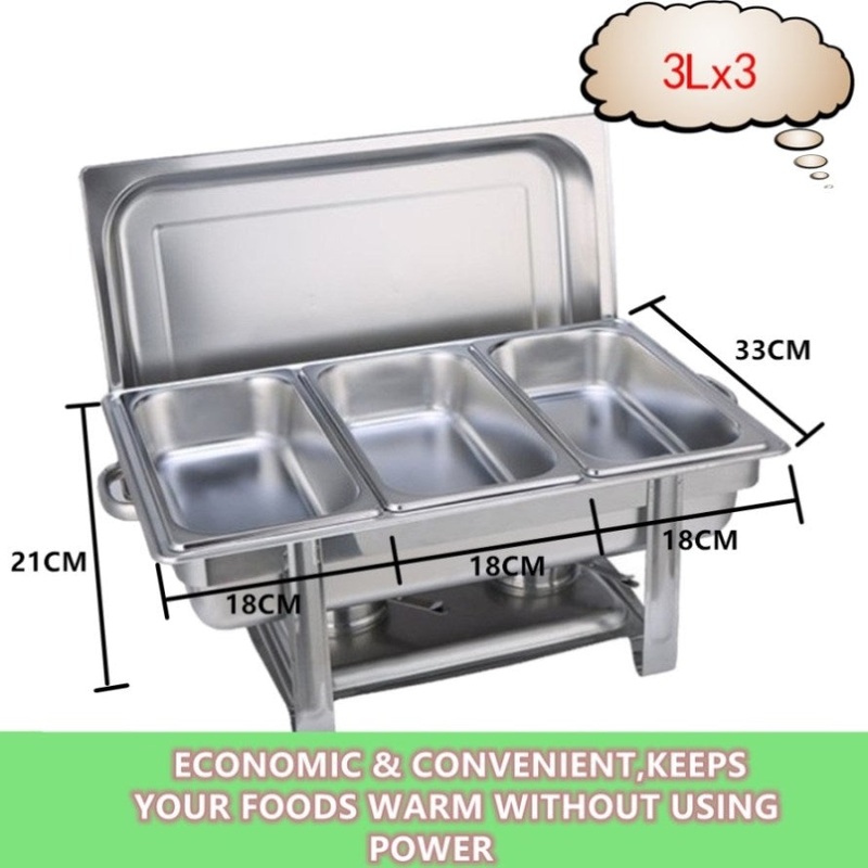 9L Chafing Dish Set Buffet Pan Bain Marie Bow Stainless Steel Food Warmer V201-BRO3-AU