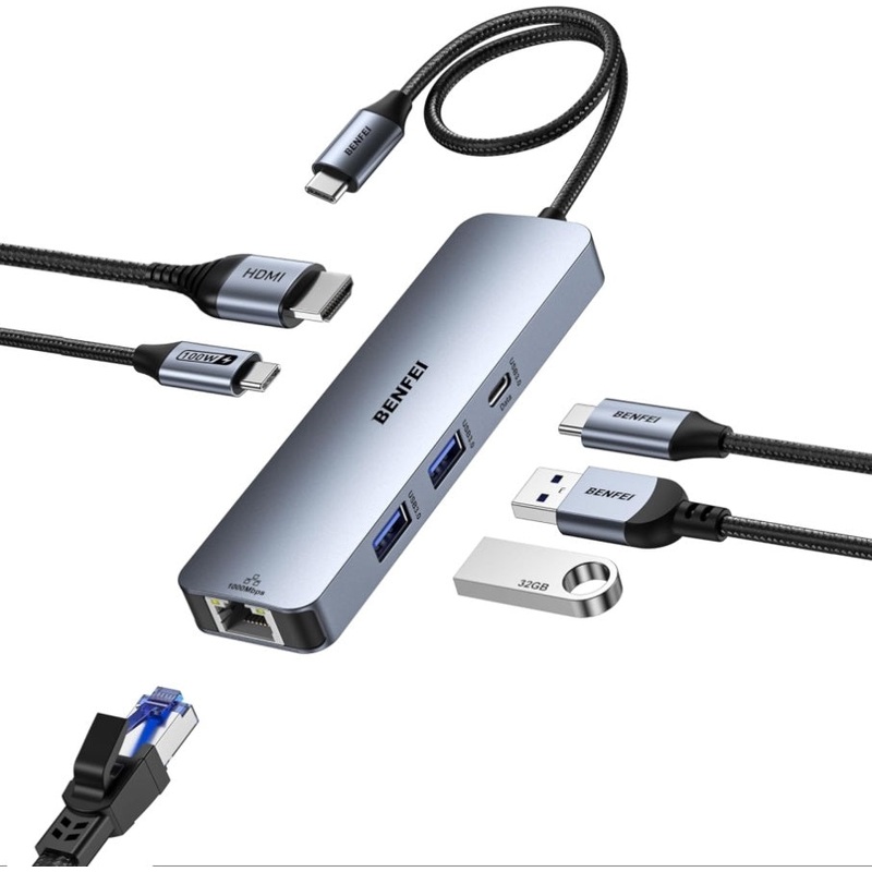 BENFEI 6-in-1 USB C Hub V28-ELEBEN379GY