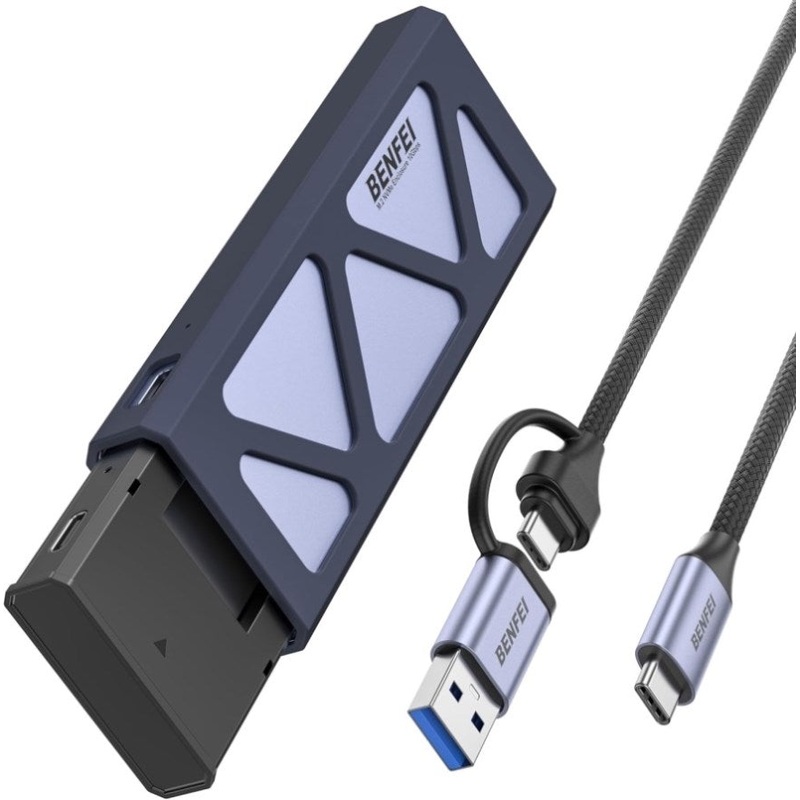 BENFEI M.2 SSD Enclosure USB3.2 Gen2 10 Gbps, Tool-Free for NVME B & M Keys with Size V28-ELEBEN384GY
