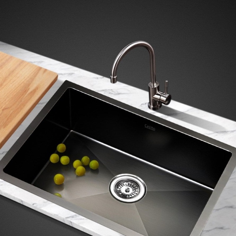 Cefito Kitchen Sink 60X45CM Stainless Steel Basin Single Bowl Black SINK-BLACK-NEW6045