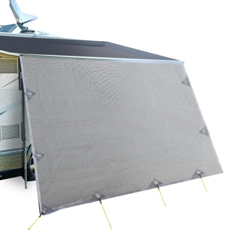 Caravan Privacy Screen Roll Out Awning 3.4×1.95M End Wall Side Sun Shade Grey AWN-CV-B-SS-34