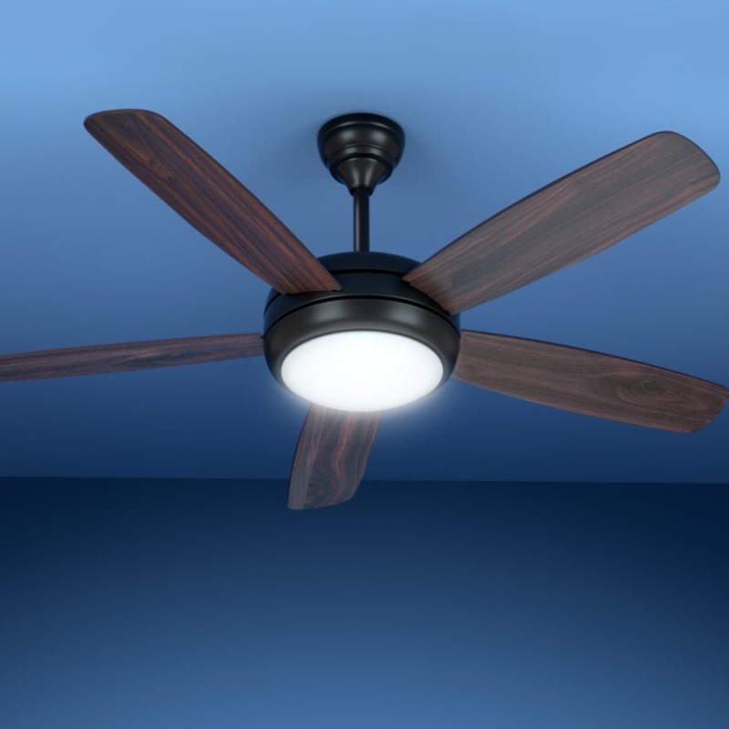 Devanti 52” Ceiling Fan AC Motor 5 Blades w/Light – Dark Wood CF-B-52-5B-0YY-DW